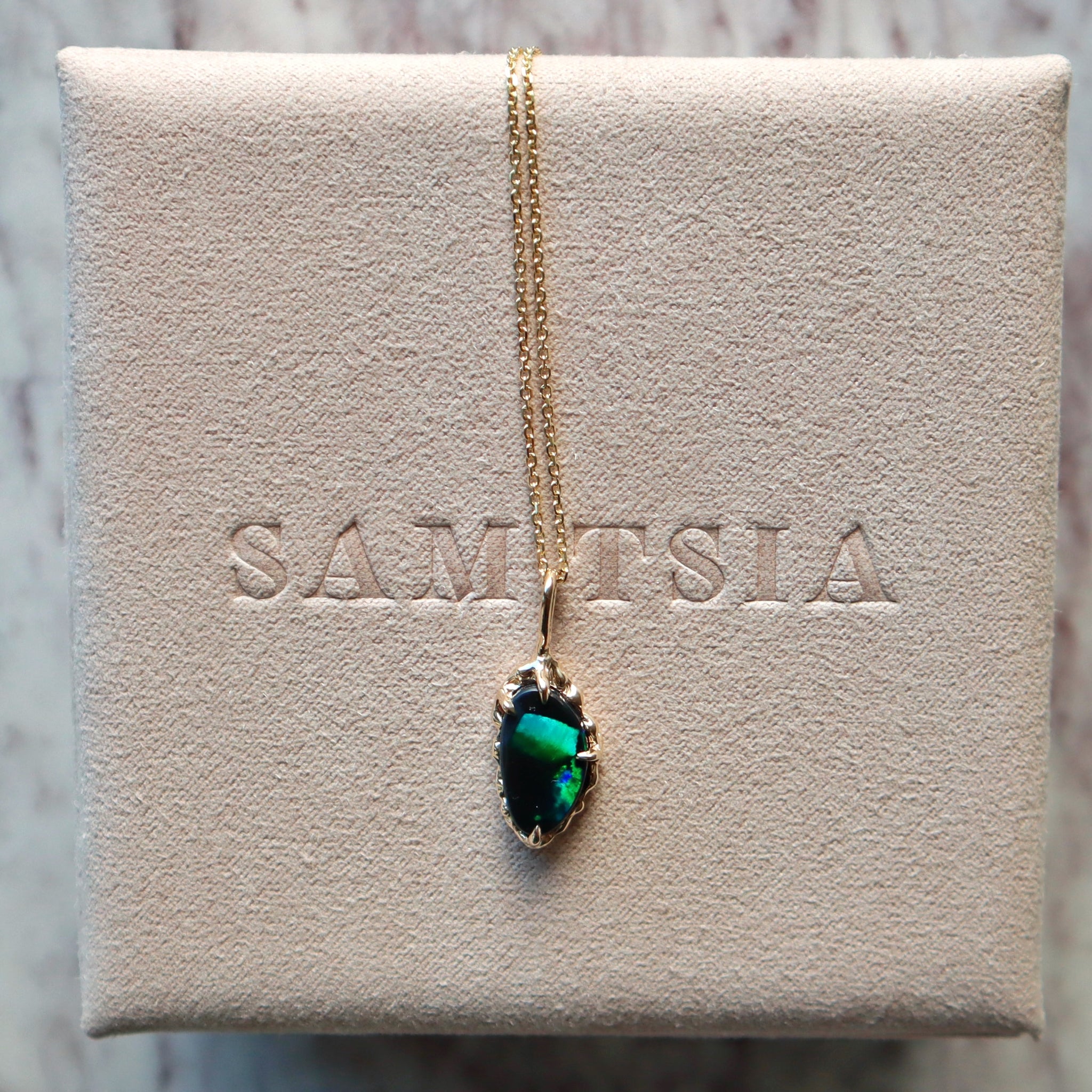 Black Opal Wing Necklace