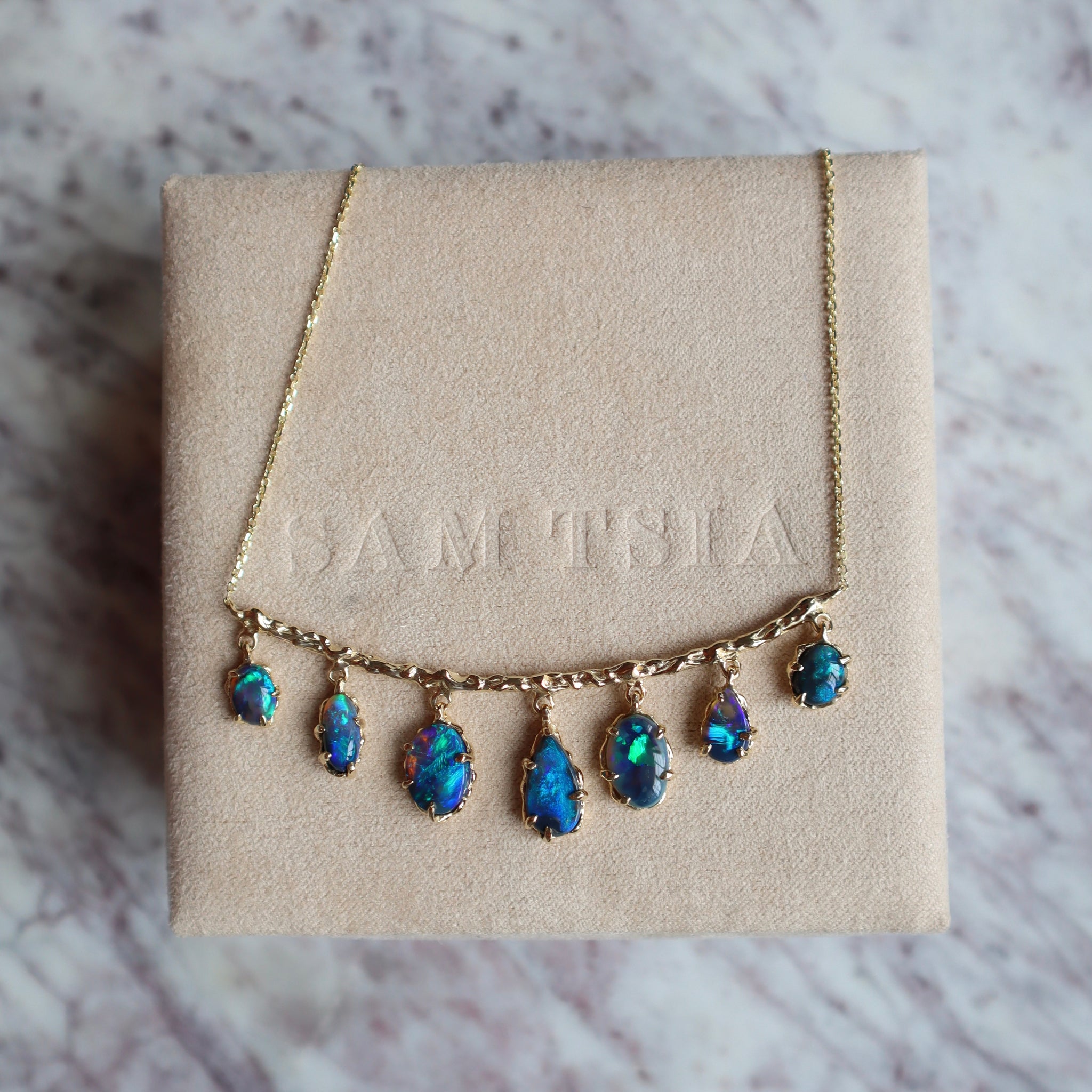 Turquoise Opal Trapeze Necklace - Sam Tsia