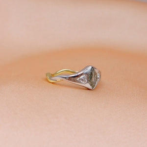 Fancy Green Diamond 3 Stone Ring - Sam Tsia