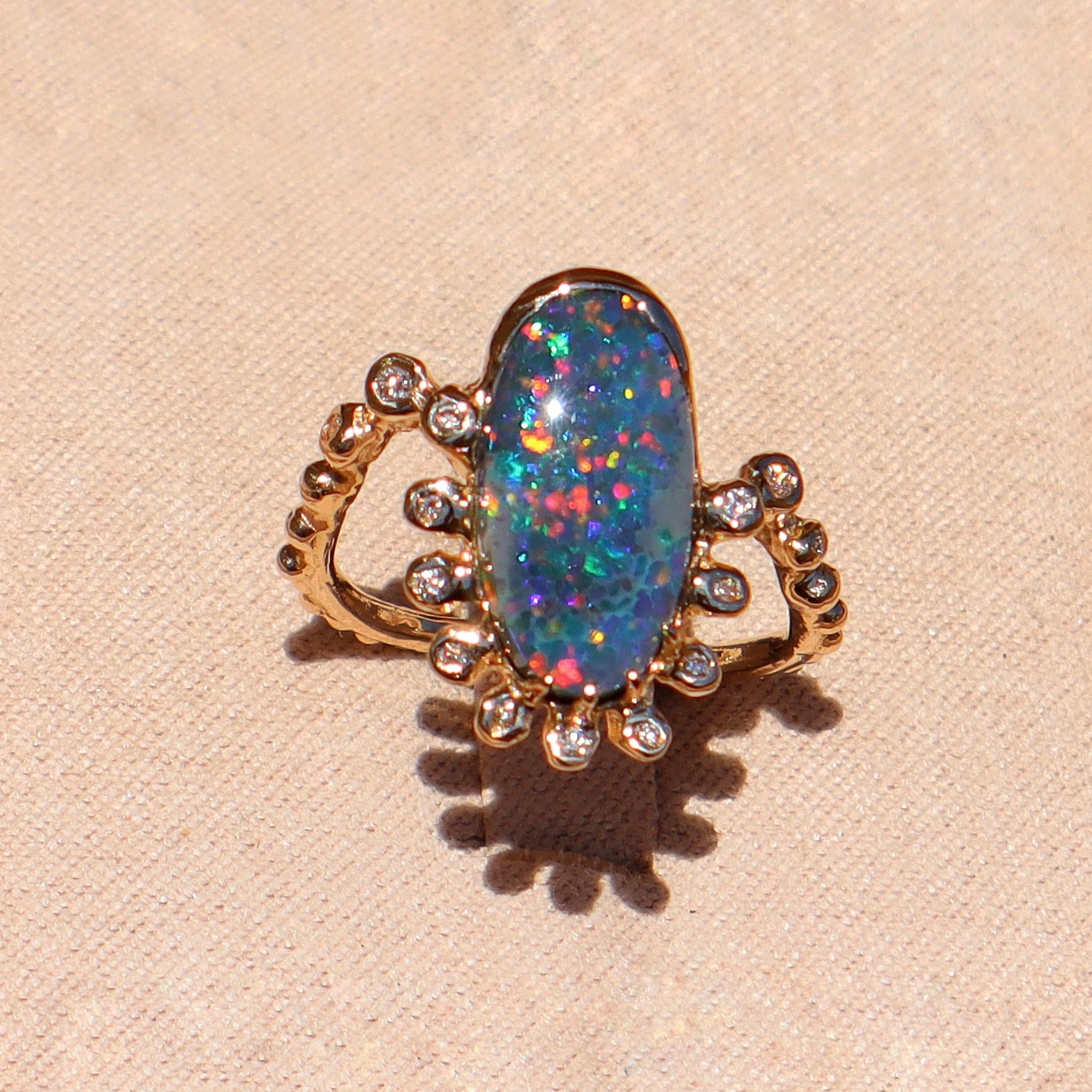 Black Opal Crowned Ziggy Ring - Sam Tsia