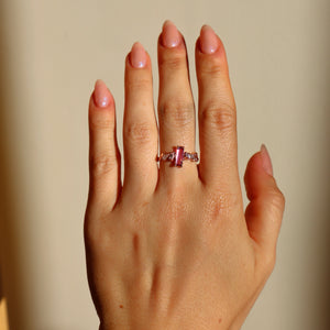 Elongated Pink Sapphire Baguette Ring