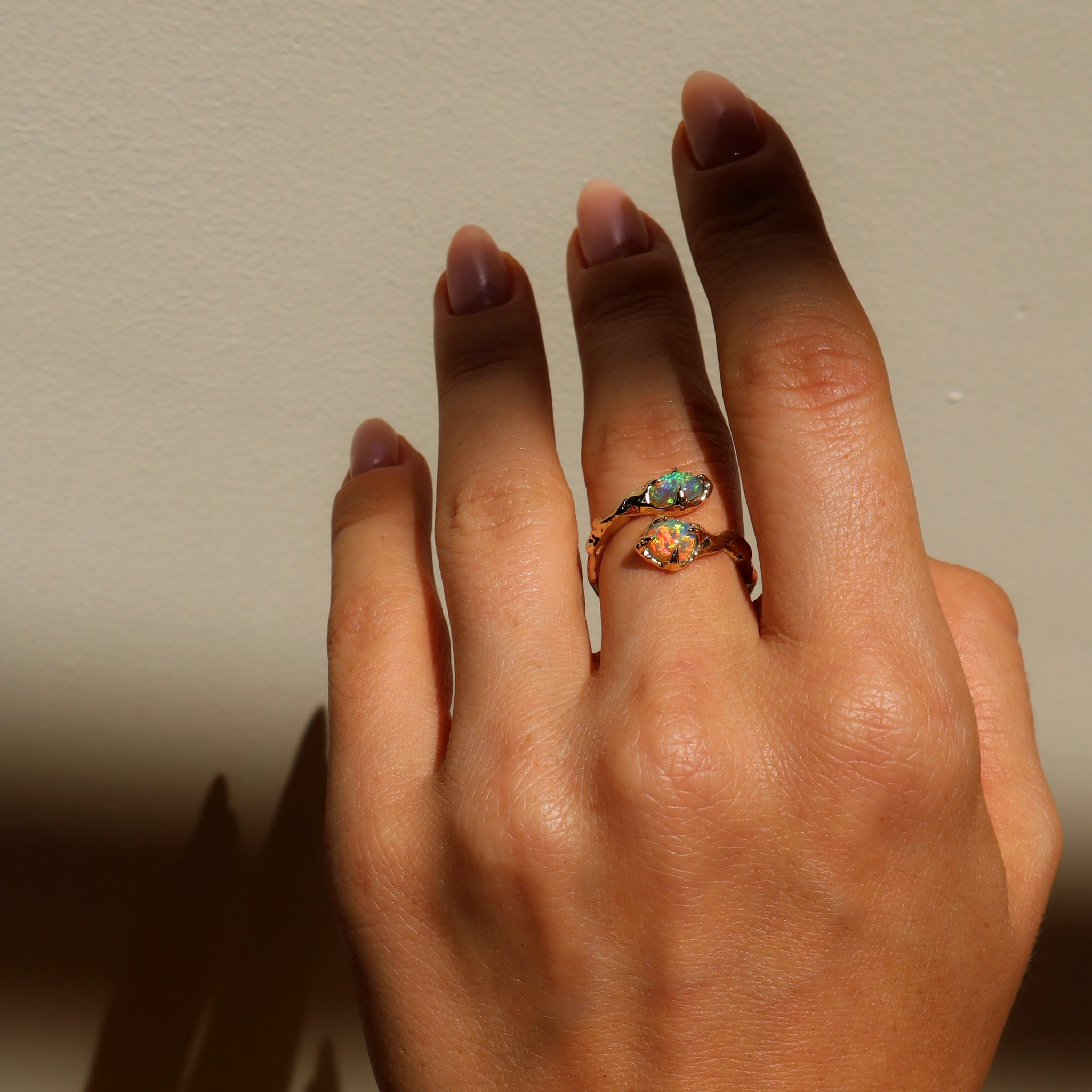 Twin Snakes Opal Ring