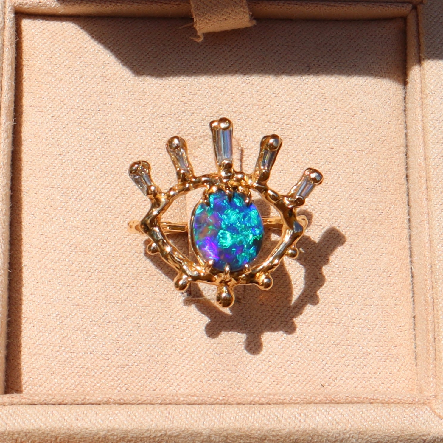 Black Opal Evil Eye Ring - Sam Tsia