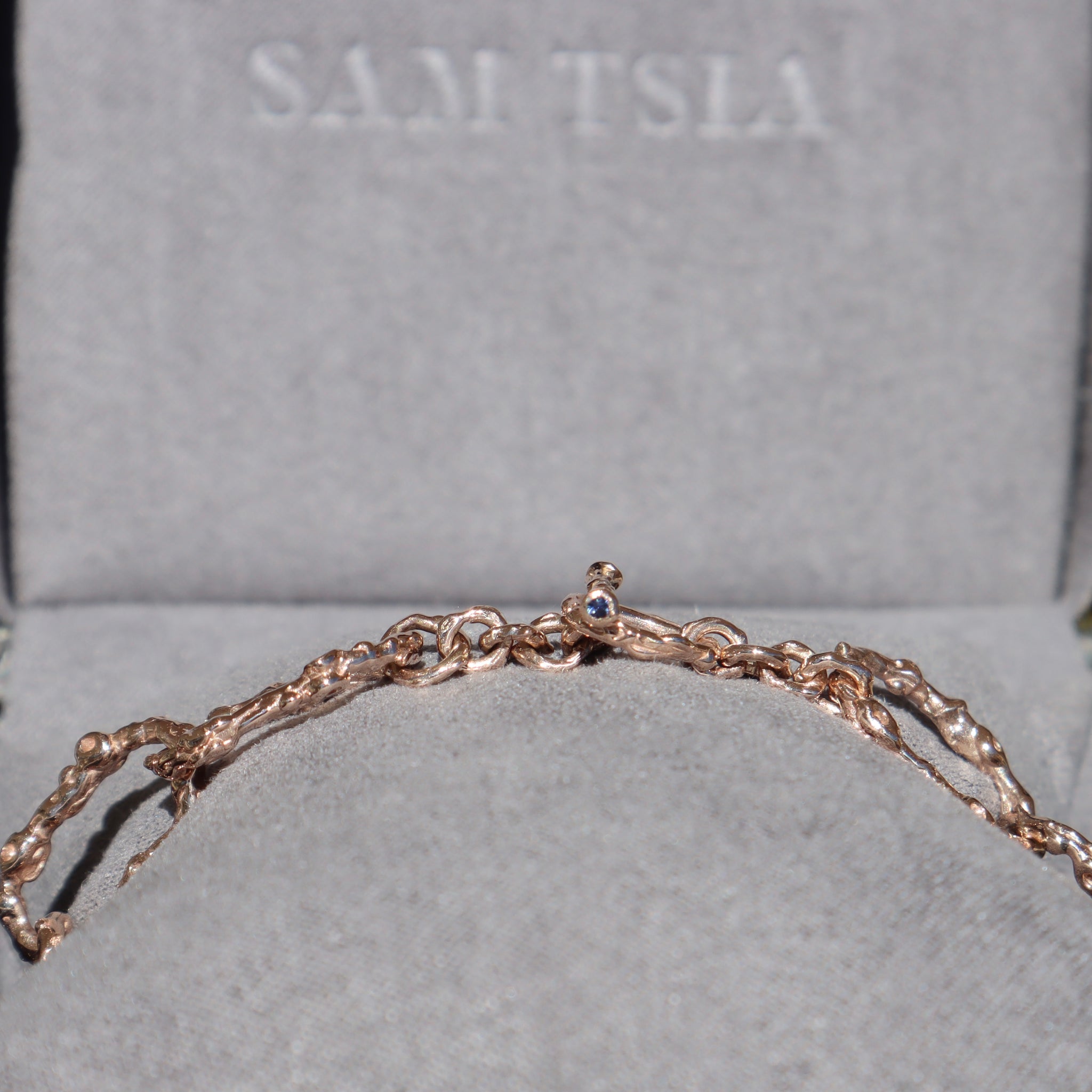 Mega Link Sapphire + Diamond Toggle Bracelet