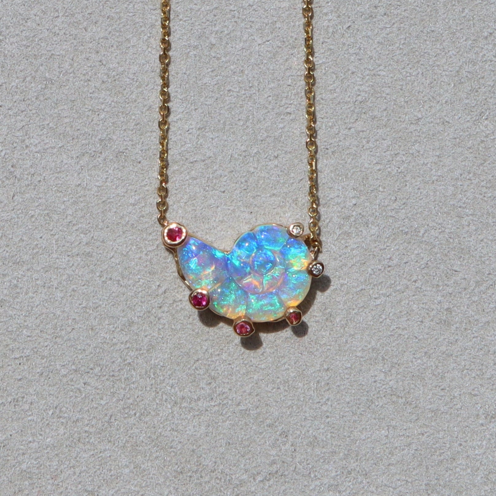 Ocean Fantasea Blue Nautilus Opal Necklace - Sam Tsia