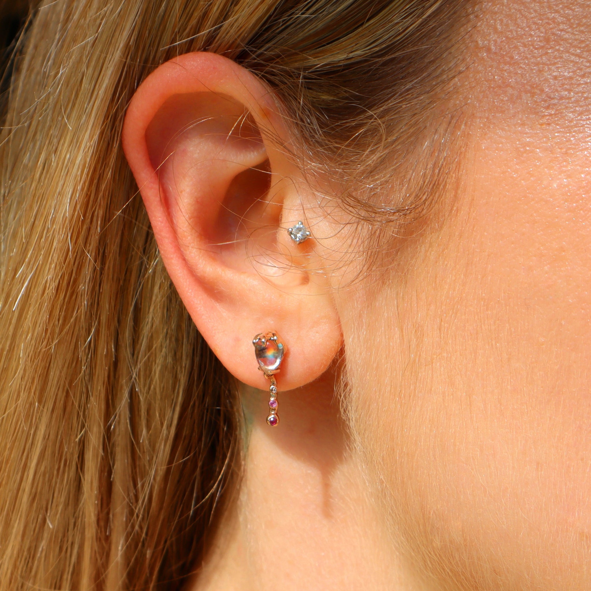 Moonstone Sea Cup Studs - Sam Tsia