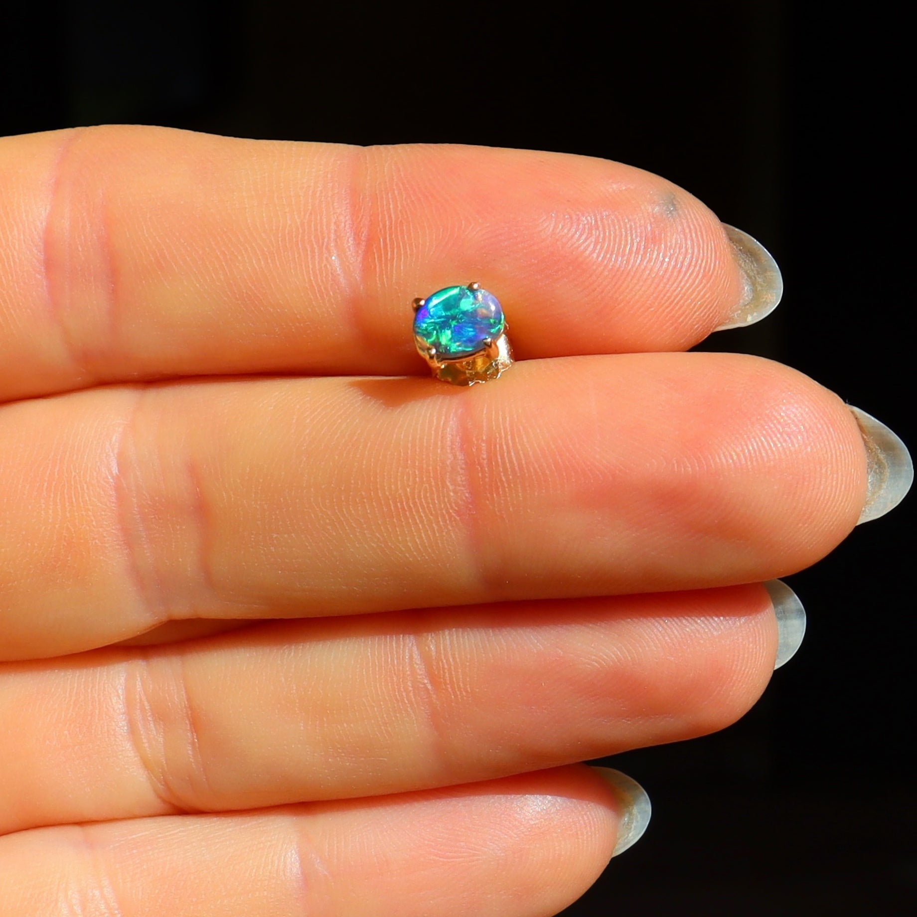 Blue Green Opal Classic Stud - Sam Tsia
