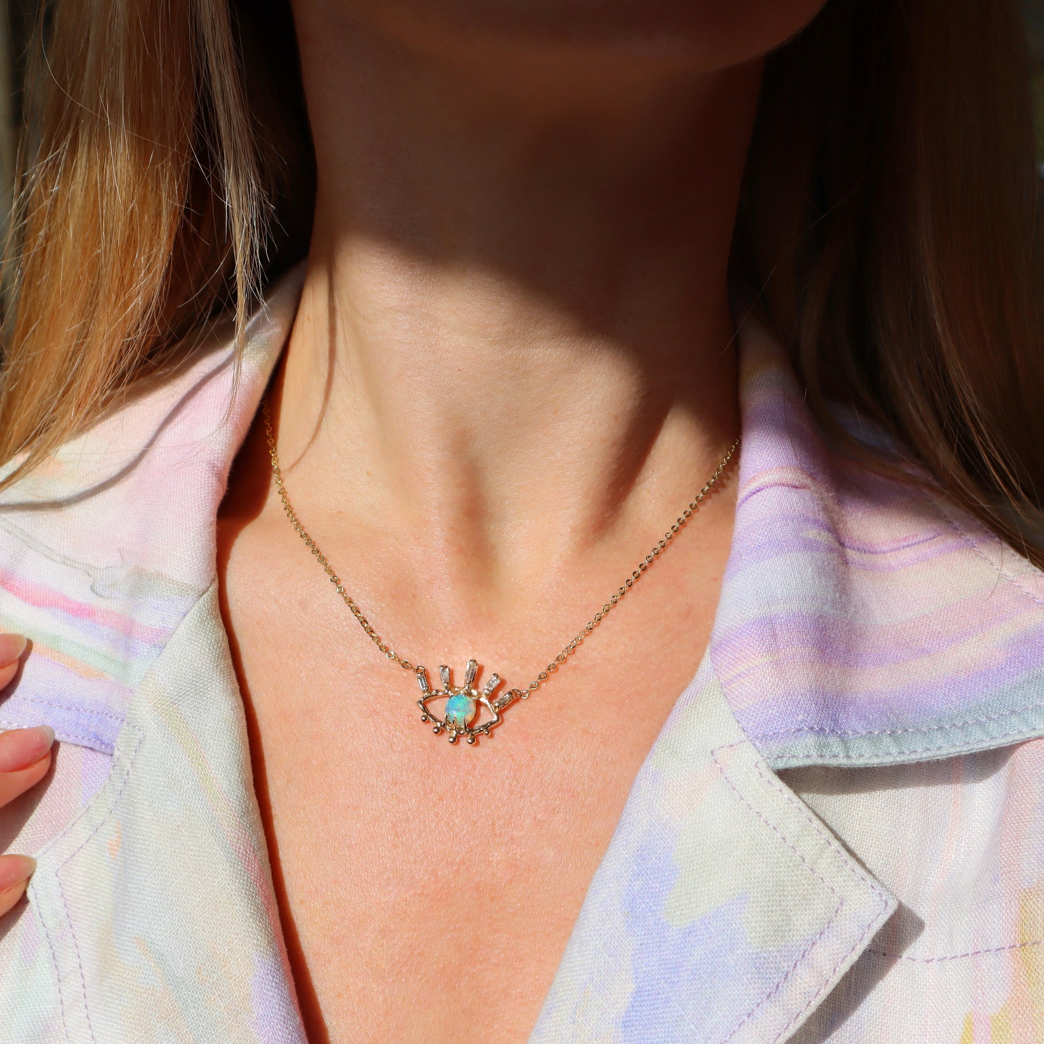 Green Opal Evil Eye Necklace - Sam Tsia