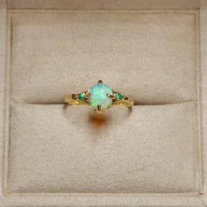 Three Stone Opal Emerald Ring