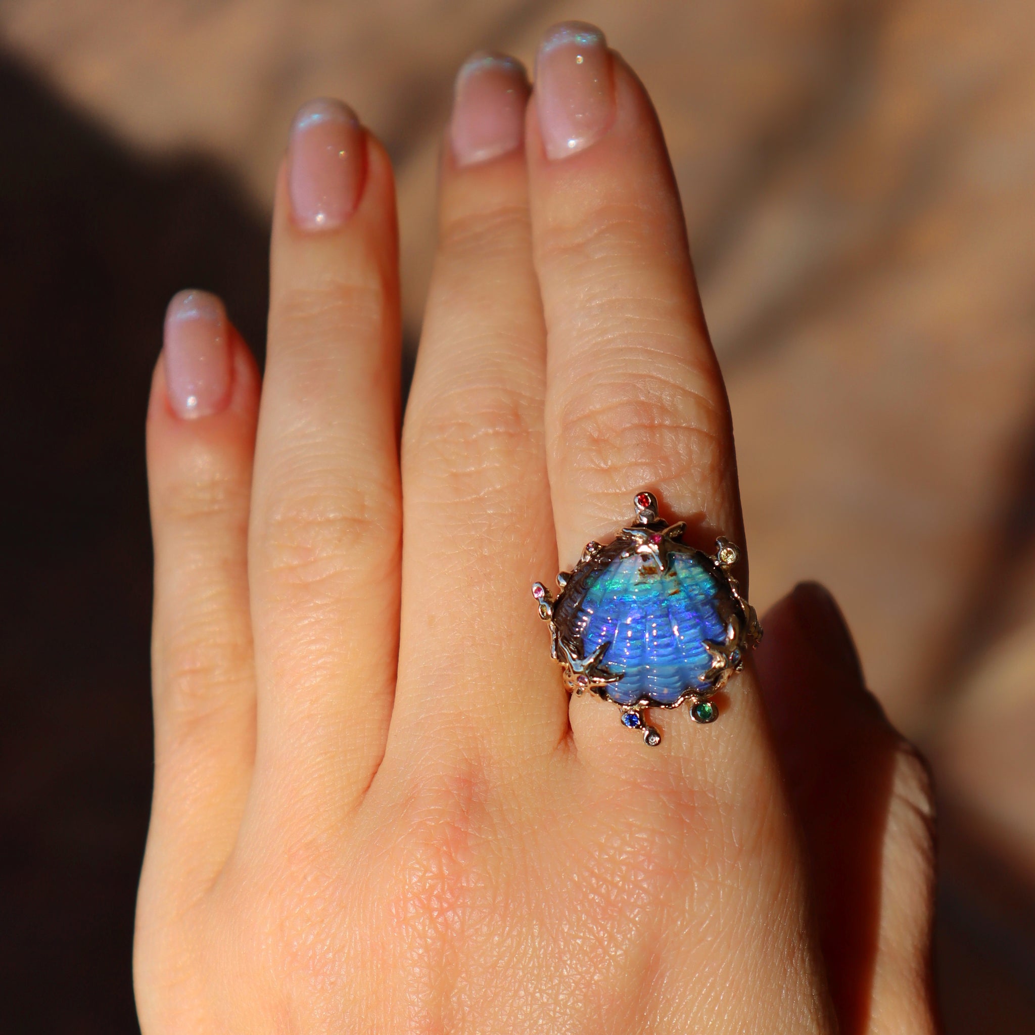 Boulder Opal Fantasea Shell Ring - Sam Tsia