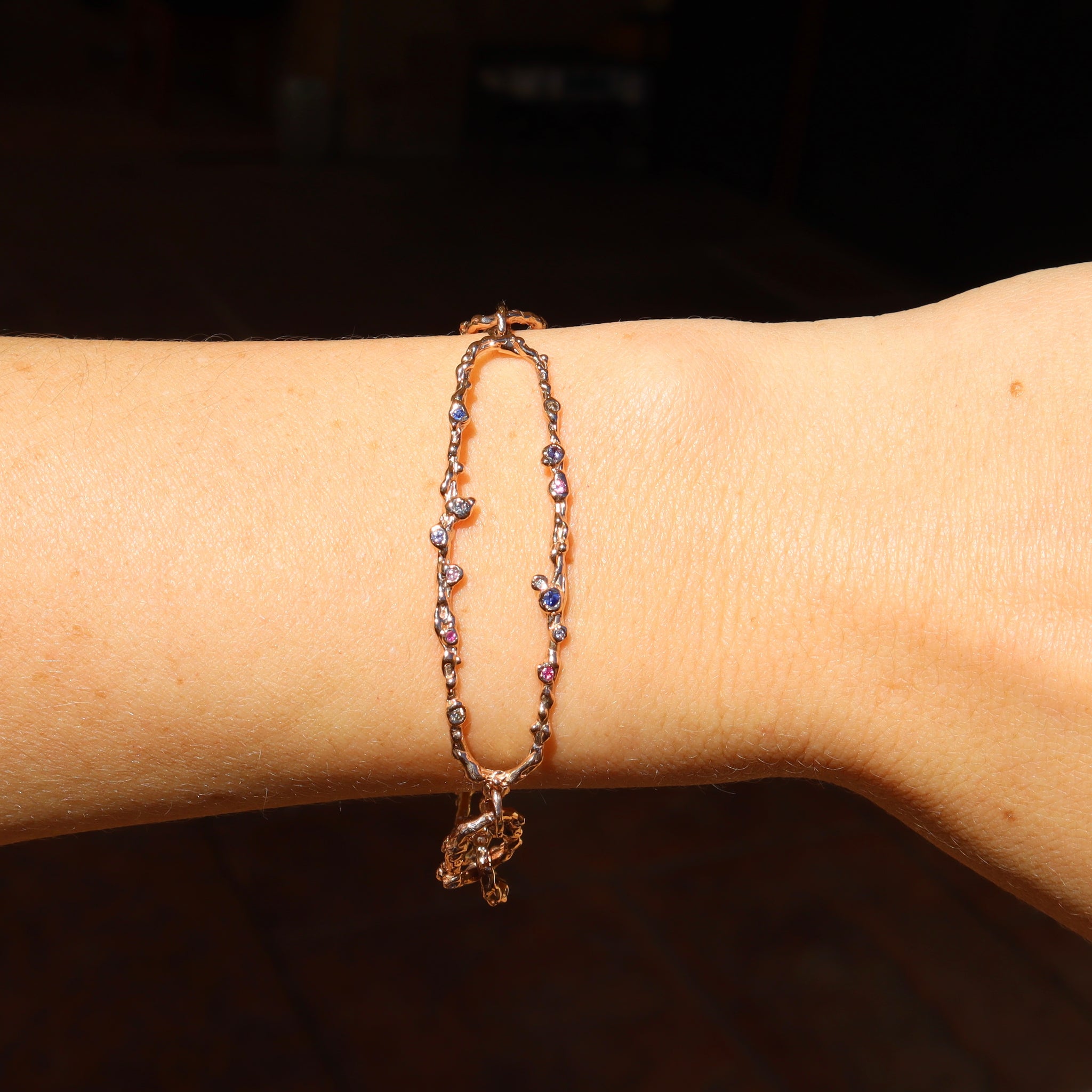 Mega Link Sapphire + Diamond Toggle Bracelet