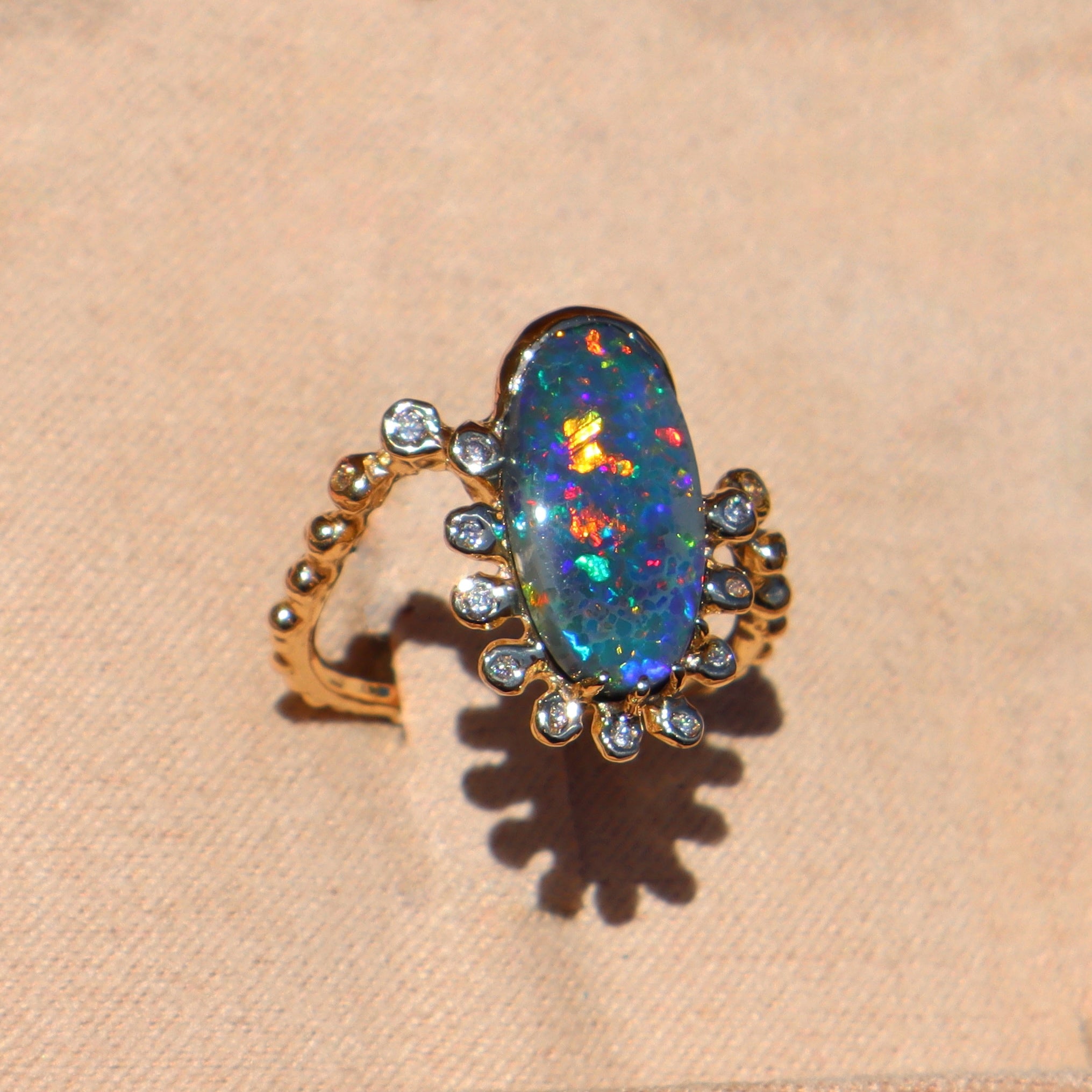 Black Opal Crowned Ziggy Ring - Sam Tsia