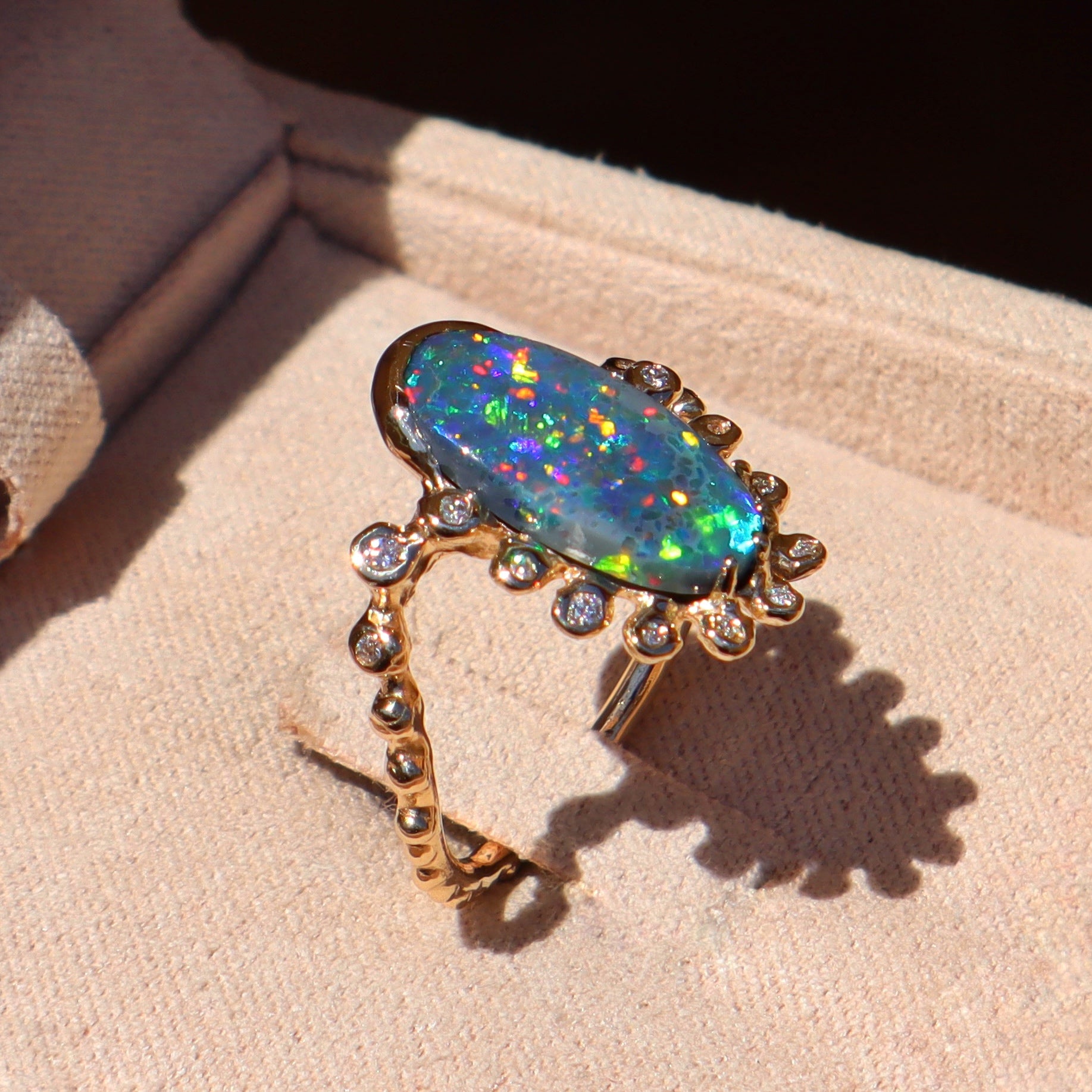 Black Opal Crowned Ziggy Ring - Sam Tsia