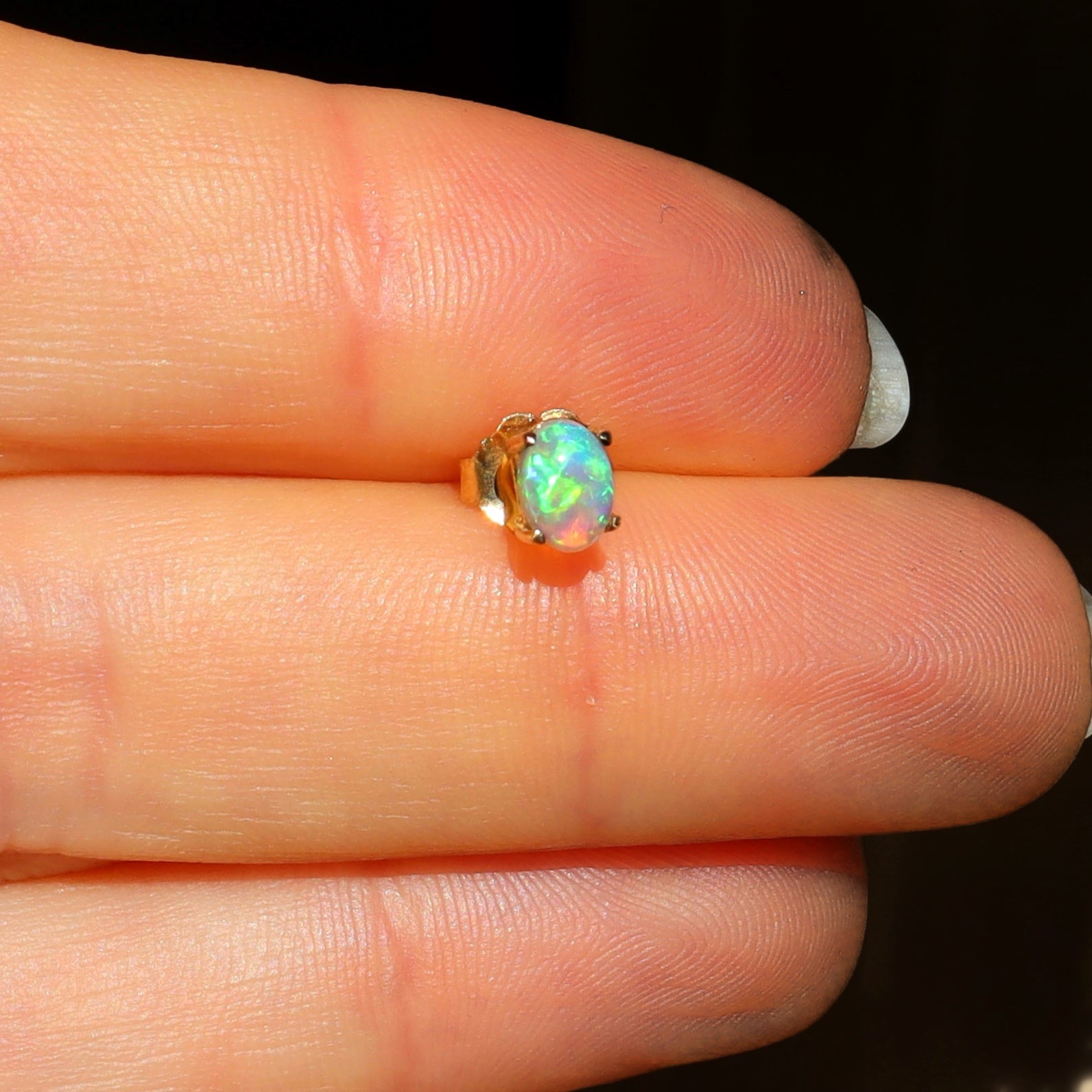 Neon Green Opal Classic Stud - Sam Tsia