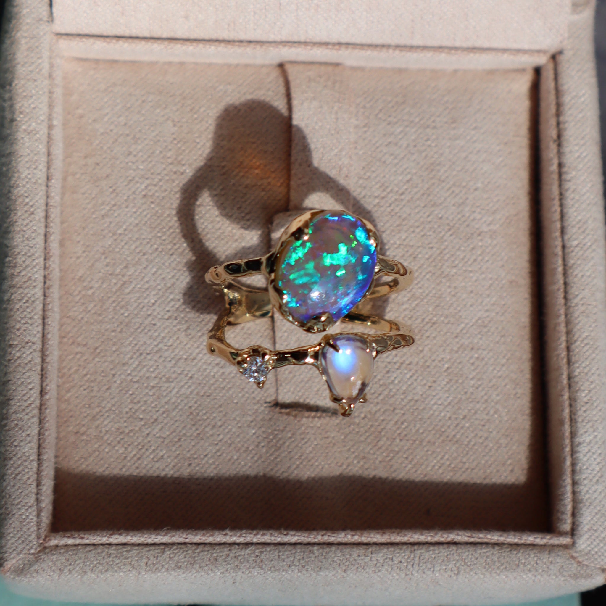 Opal Moonstone Neptune Ring
