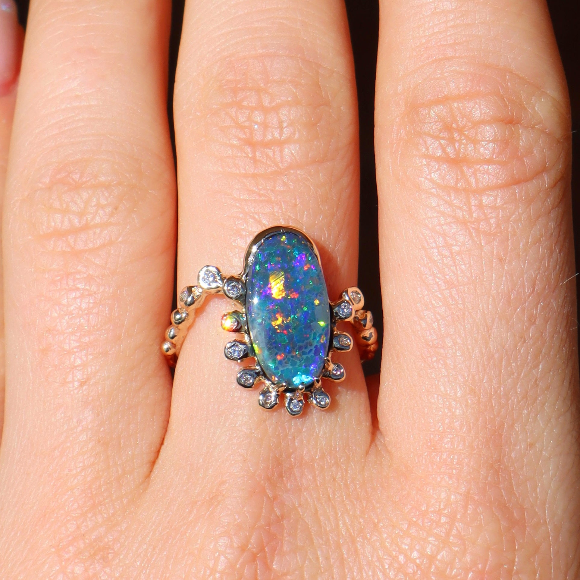 Black Opal Crowned Ziggy Ring - Sam Tsia