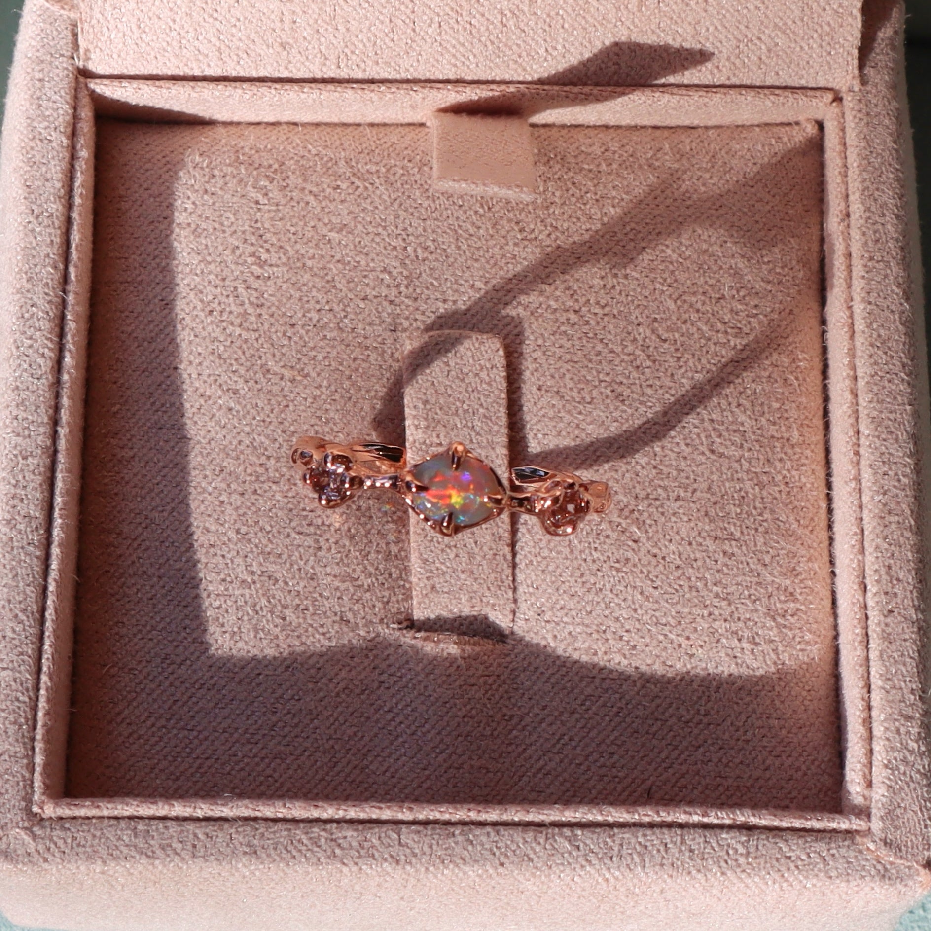 Pink Diamond Opal Trio Ring