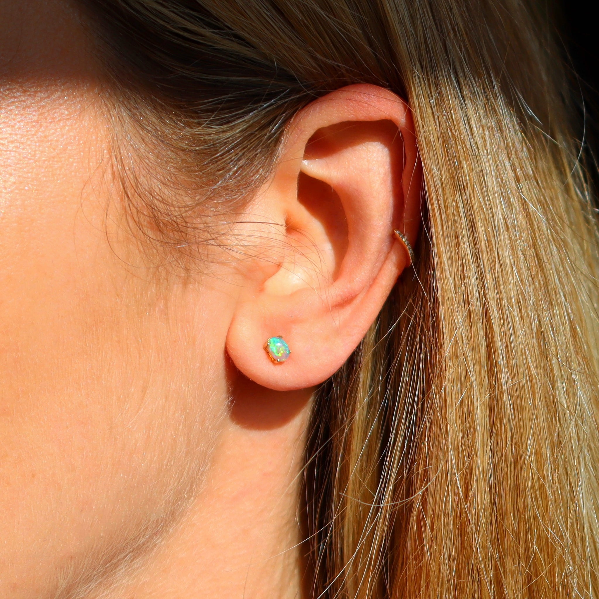 Neon Green Opal Classic Stud - Sam Tsia