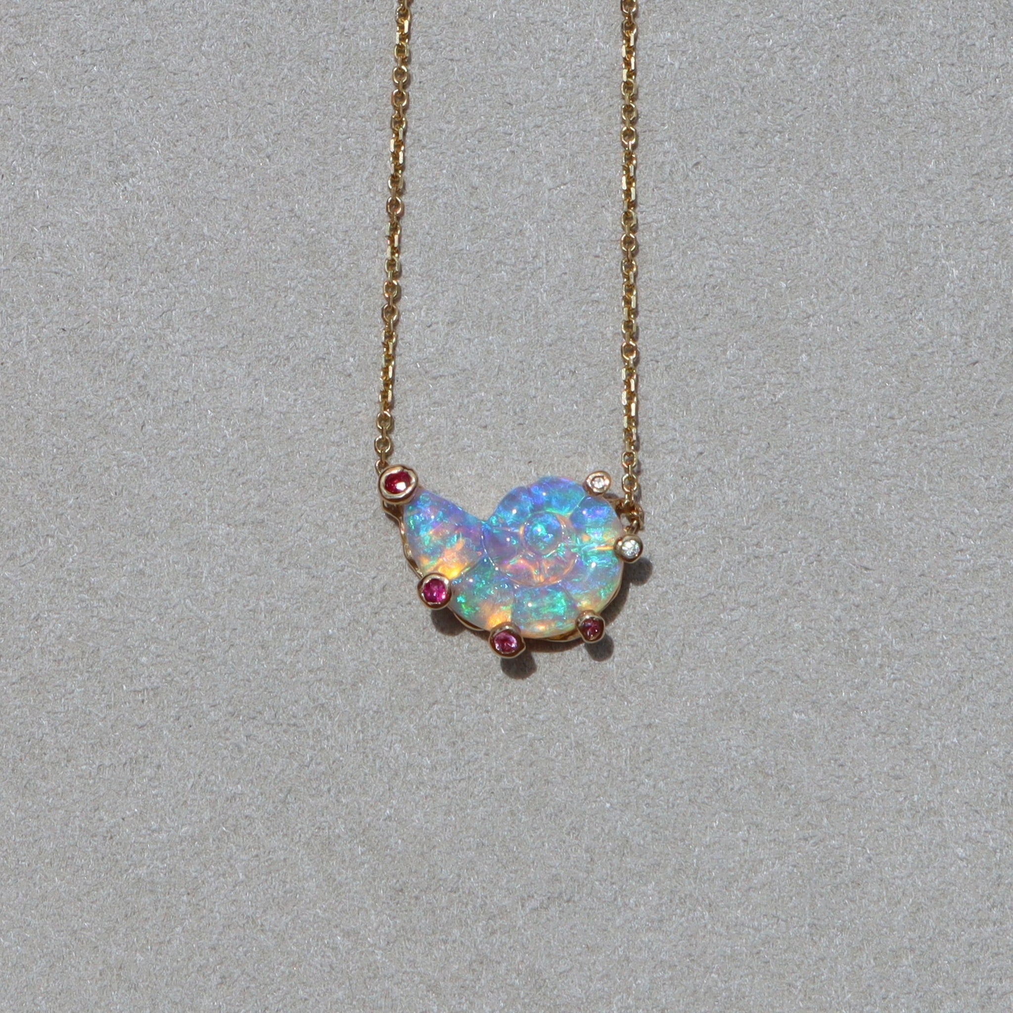 Ocean Fantasea Blue Nautilus Opal Necklace - Sam Tsia