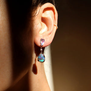 Black Opal Moonstone Drop Earrings