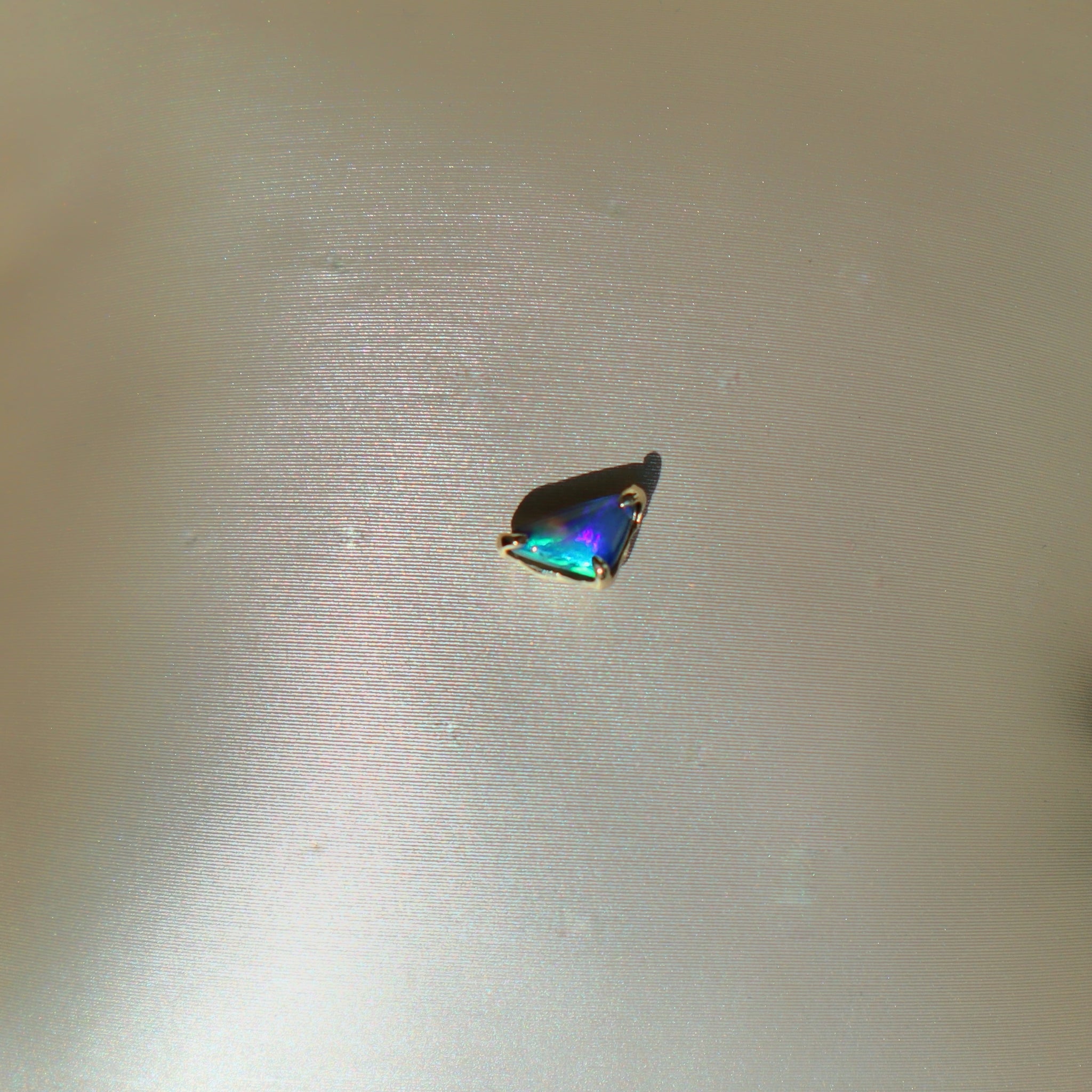 Blue Green Triangle Black Opal Flat Back Stud