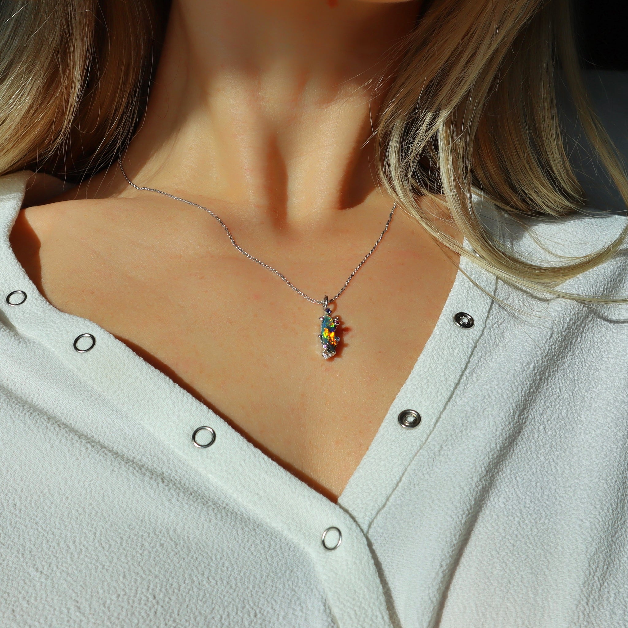 Black Opal Fantasea Slice Necklace