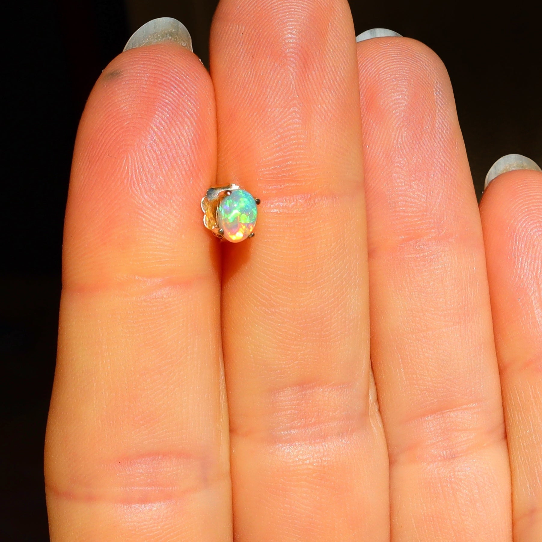 Neon Green Opal Classic Stud - Sam Tsia