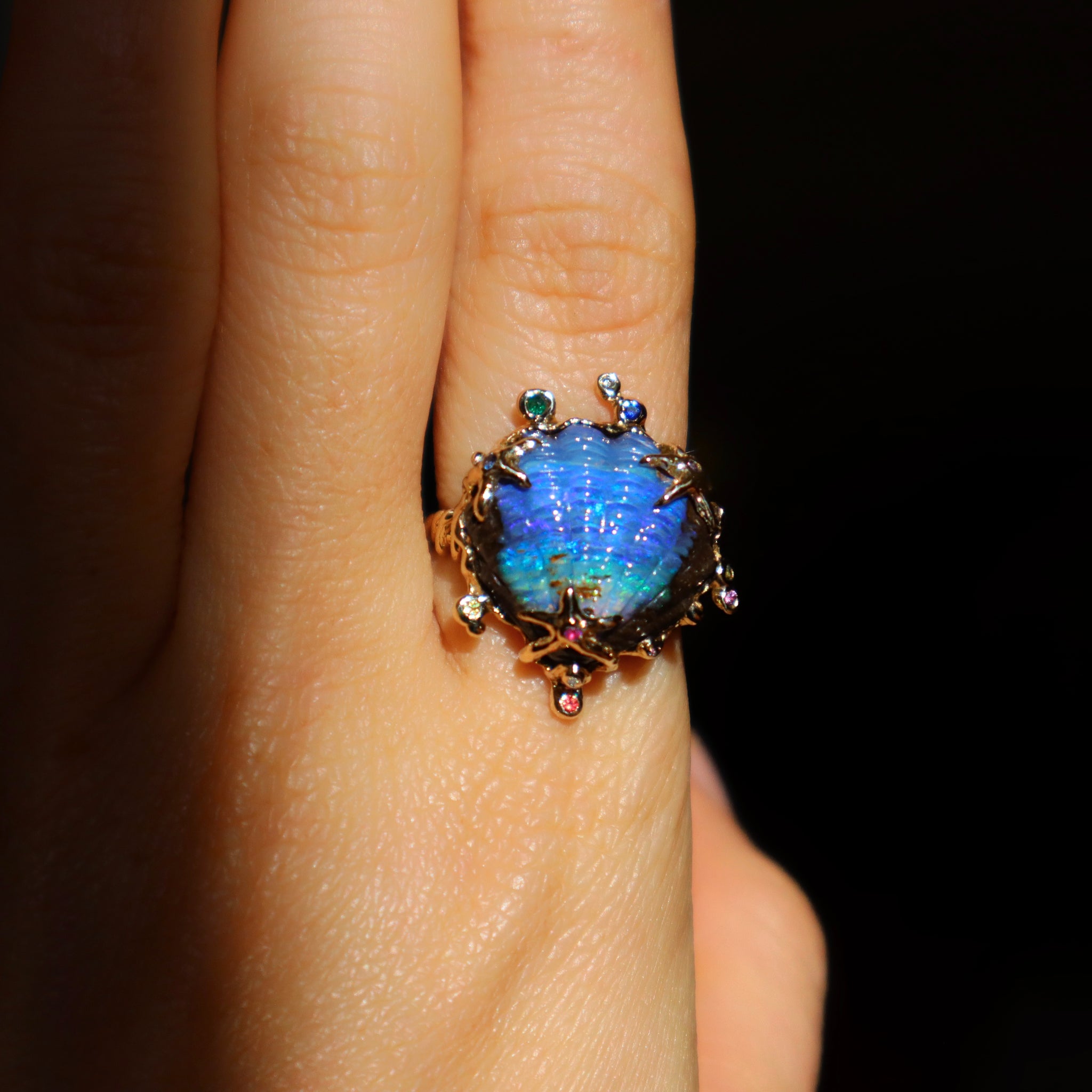 Boulder Opal Fantasea Shell Ring - Sam Tsia