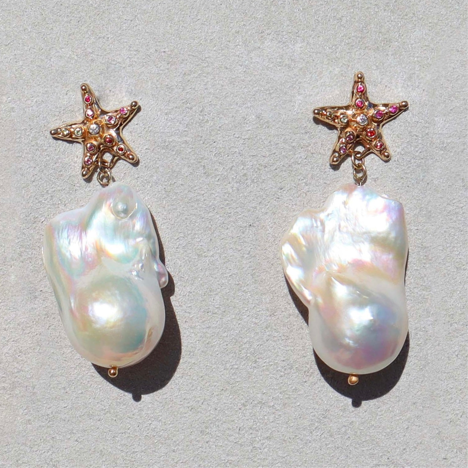 Sapphire Starfish Pearl Earrings - Sam Tsia