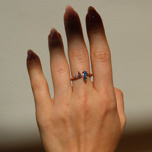 Black Opal Purple Diamond Sliver Ring