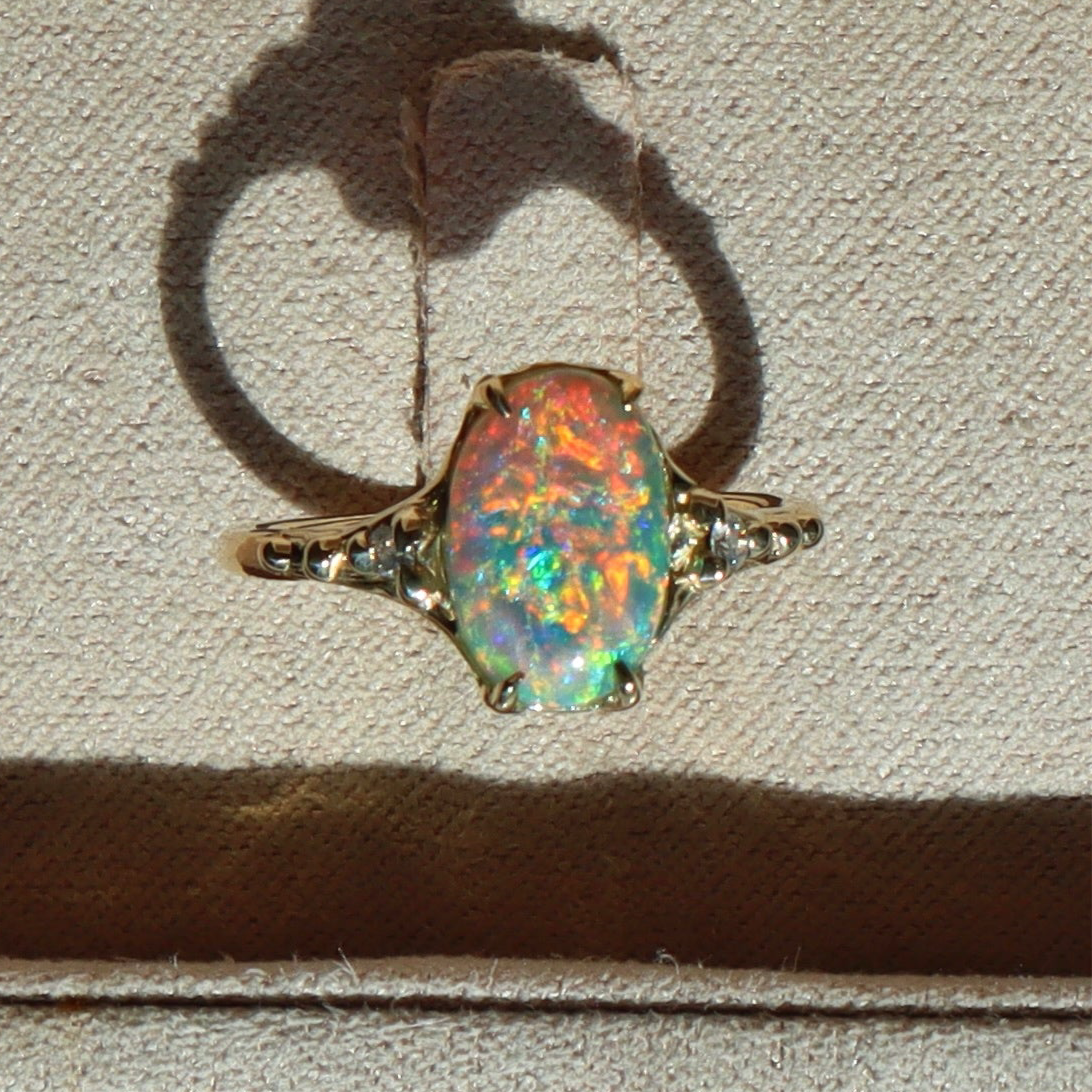 Neon Rainbow 3 stone Opal Ring - Sam Tsia