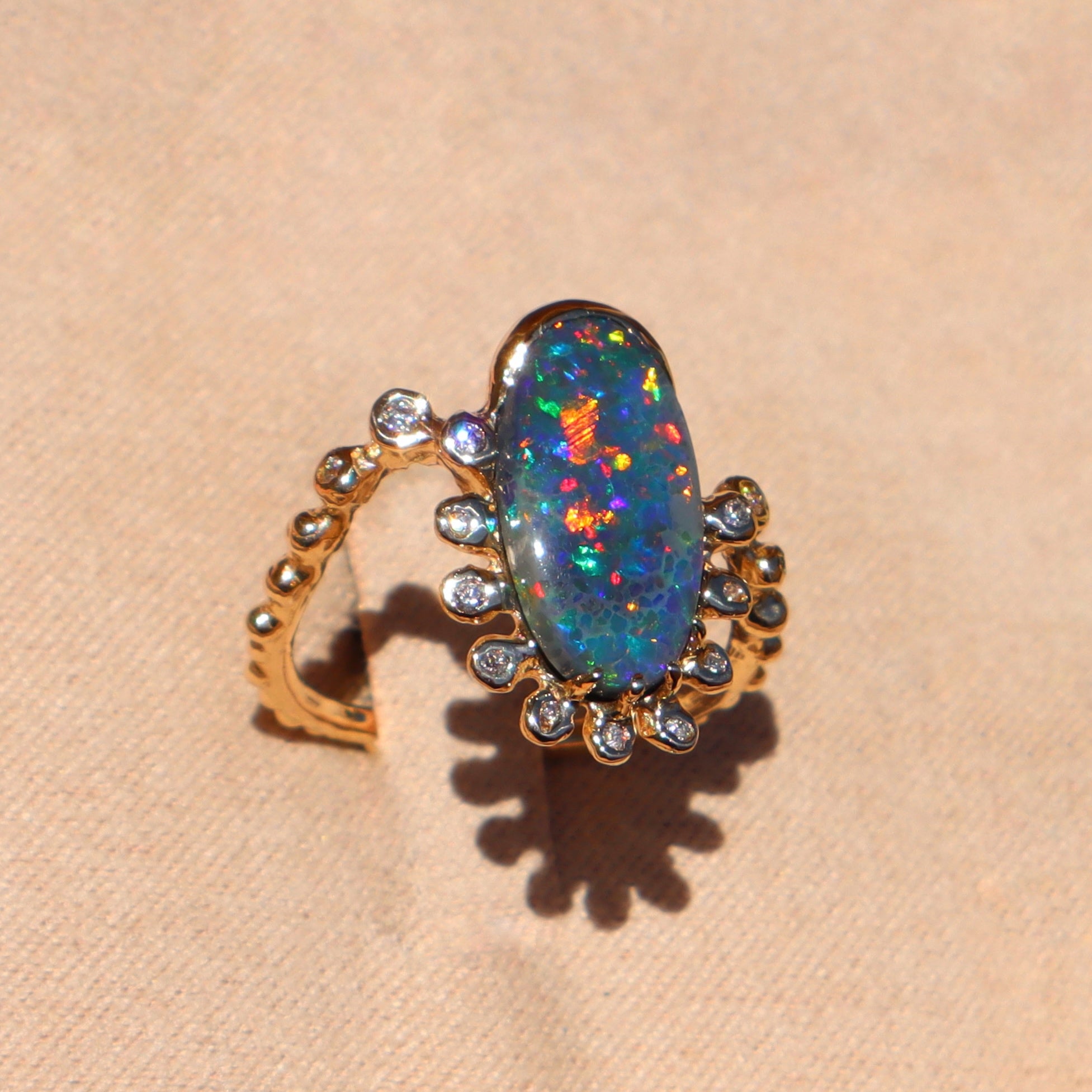 Black Opal Crowned Ziggy Ring - Sam Tsia