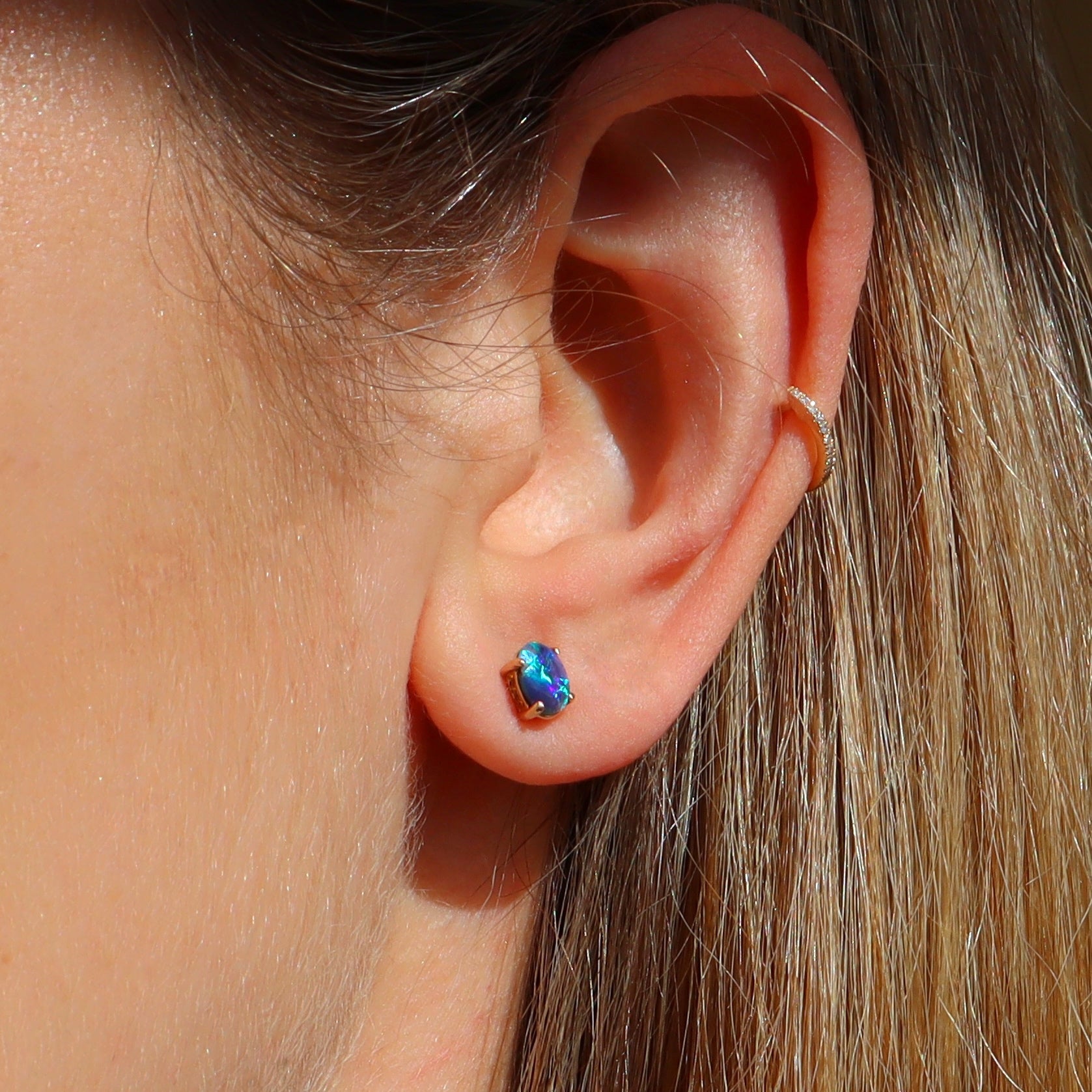 Blue Green Opal Classic Stud - Sam Tsia