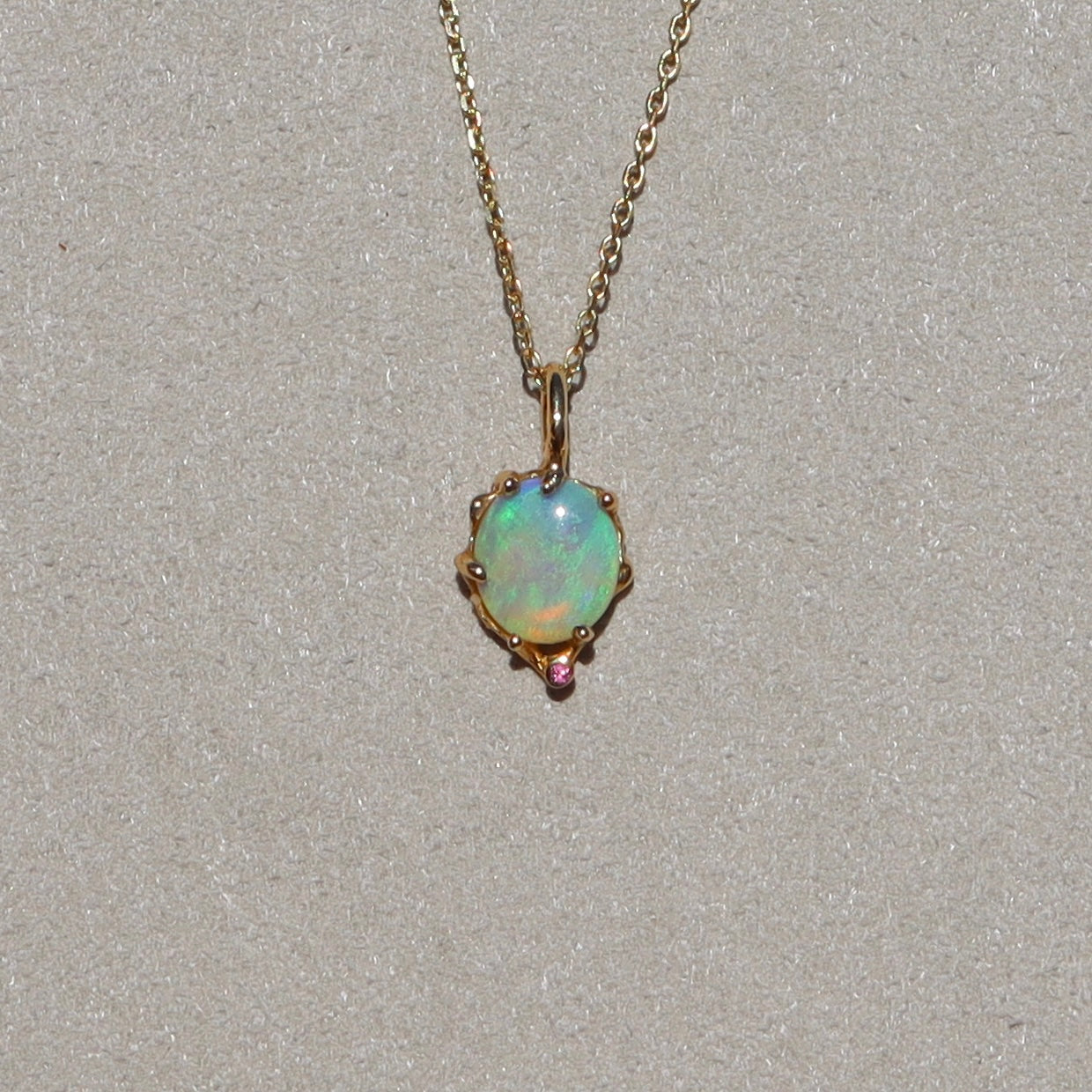 Small Green Sea Necklace with Pink Sapphire - Sam Tsia