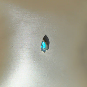 Aqua Teardrop Opal Flat Back Stud