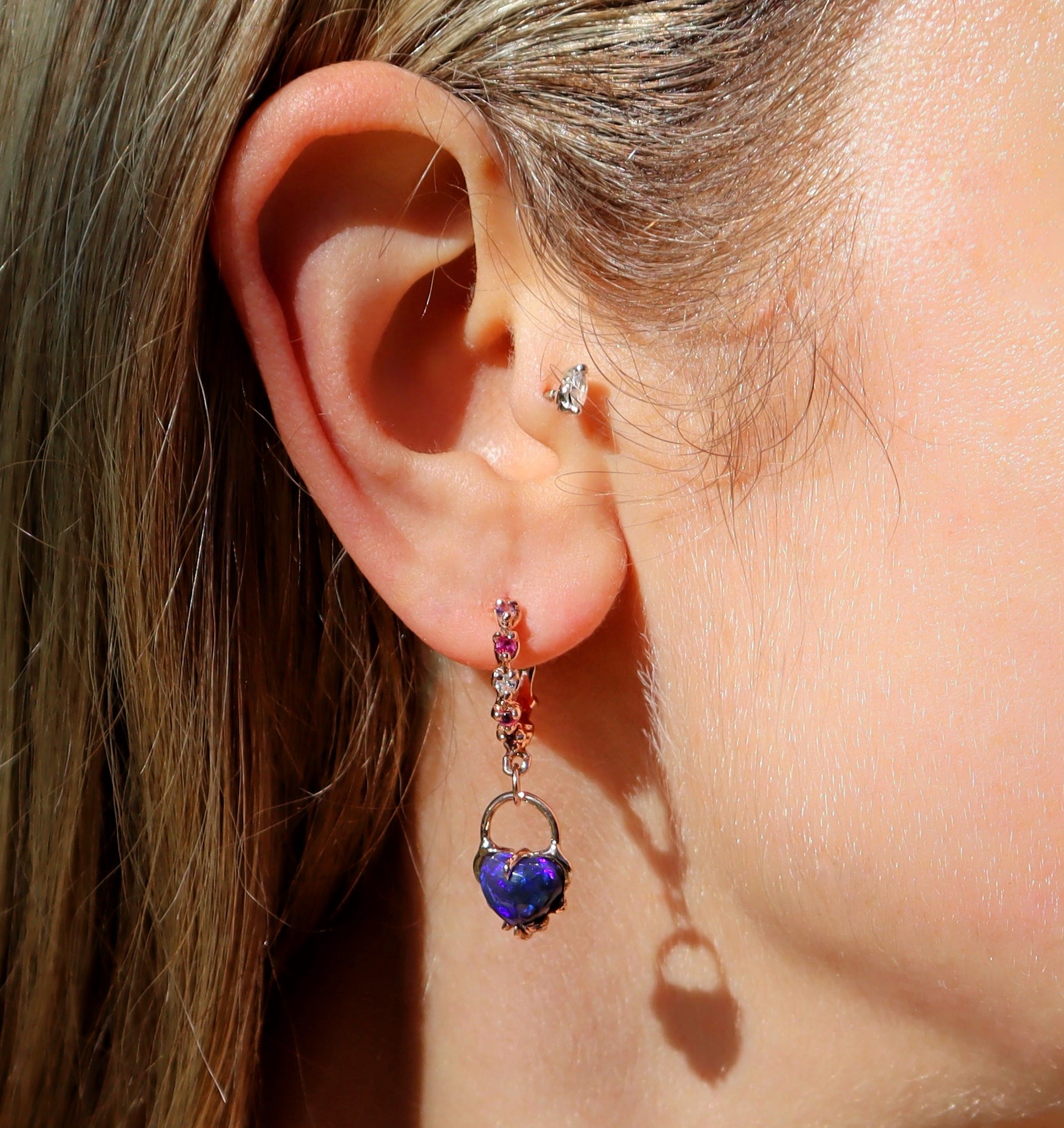 Mini Heart Padlock Hoops - Sam Tsia