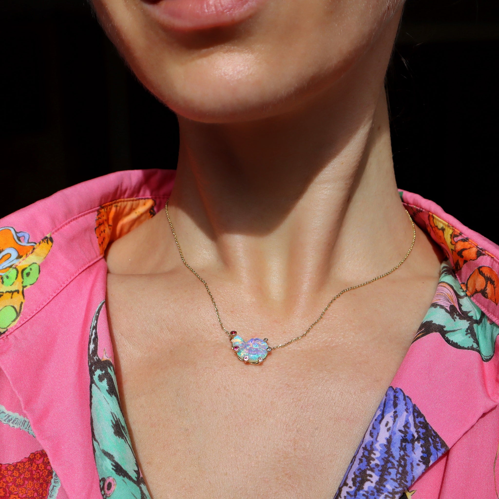 Ocean Fantasea Blue Nautilus Opal Necklace - Sam Tsia