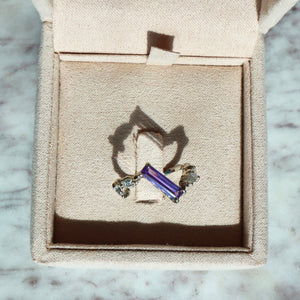 Elongated Purple Sapphire Baguette Ring