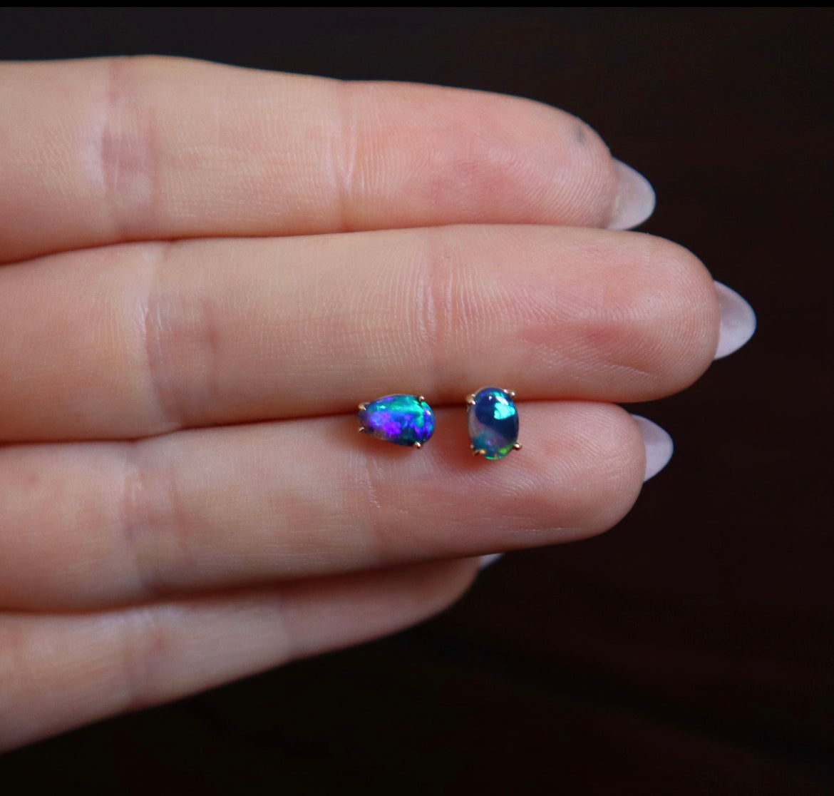 Mismatched Opal Dew Drop Earrings