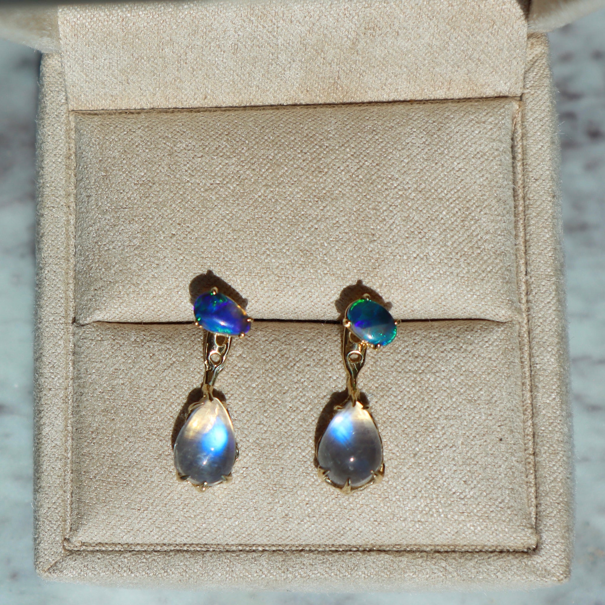 Mismatched Opal Dew Drop Earrings