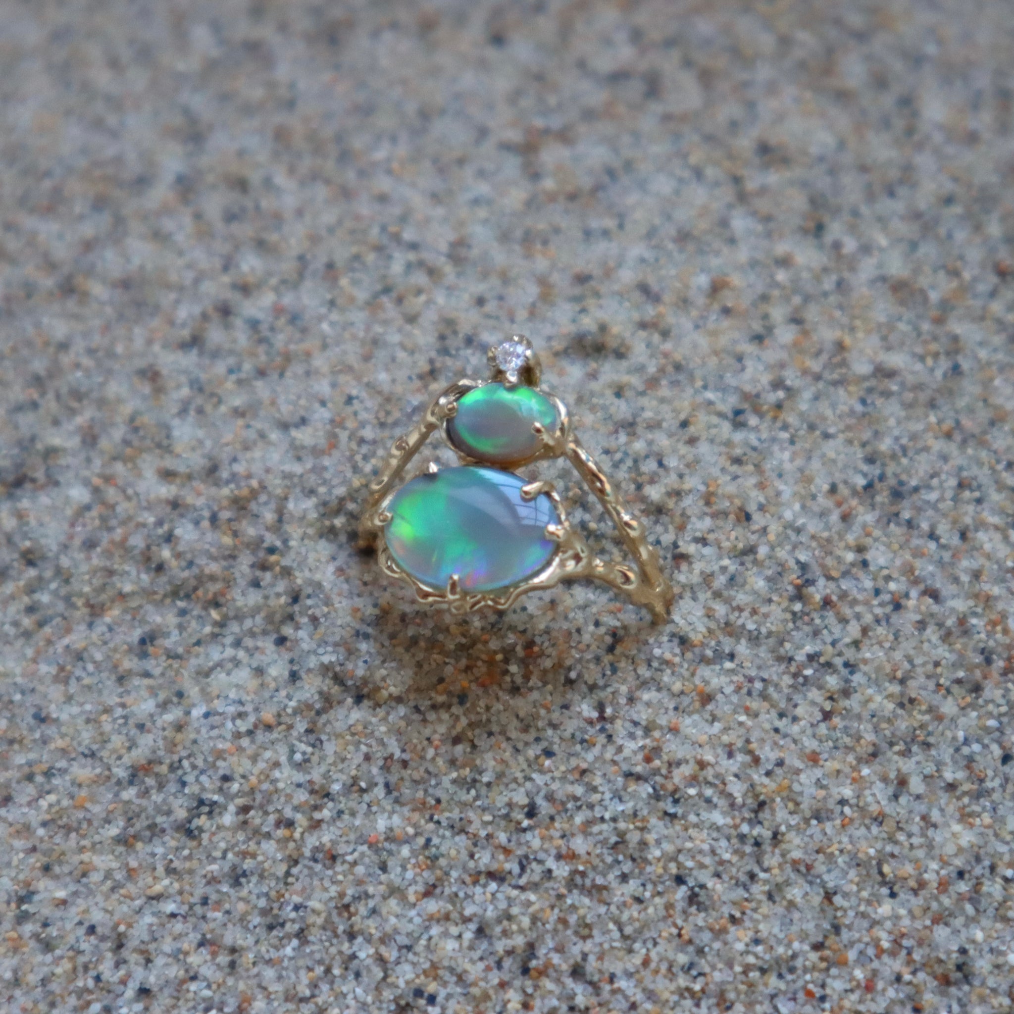 Holographic Double Opal Ring-Rings-Sam Tsia