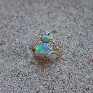 Holographic Double Opal Ring-Rings-Sam Tsia