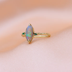 Green Marquise Opal Emerald 3 Stone Ring - Sam Tsia