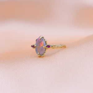 Opal Pink Sapphire 3 Stone Ring - Sam Tsia