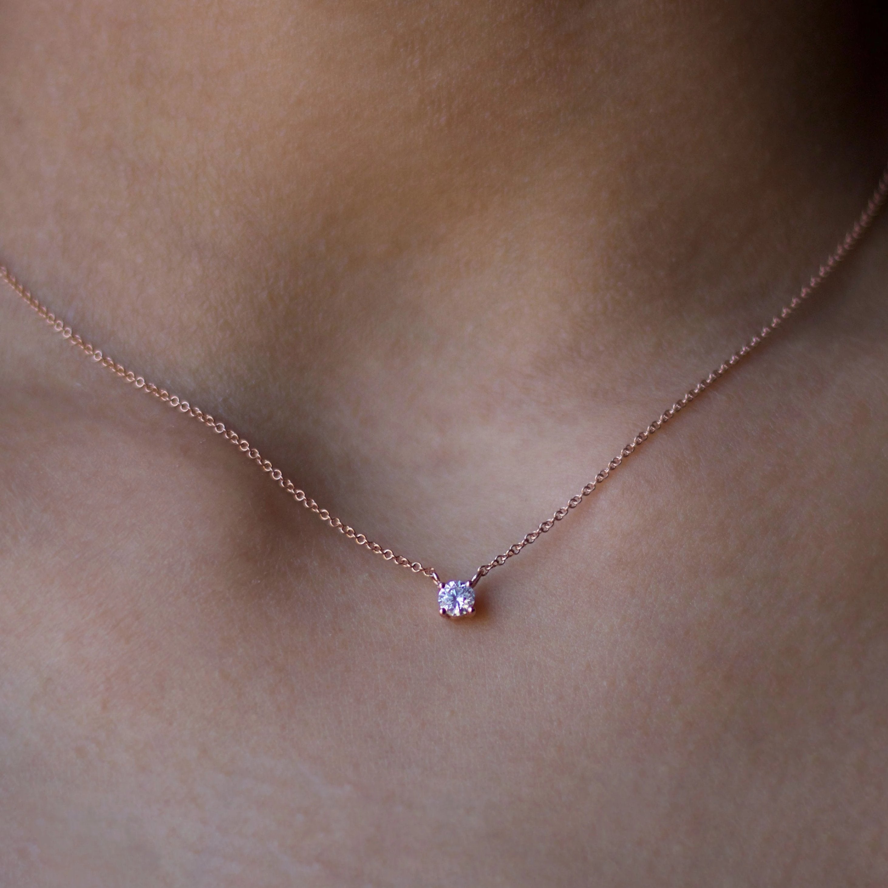 14 Karat Rose Gold Marquise Diamond Necklace - Avianti