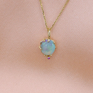 Small Green Sea Necklace with Pink Sapphire - Sam Tsia