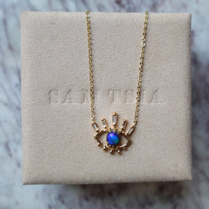 Purple Blue Opal Evil Eye Necklace - Sam Tsia