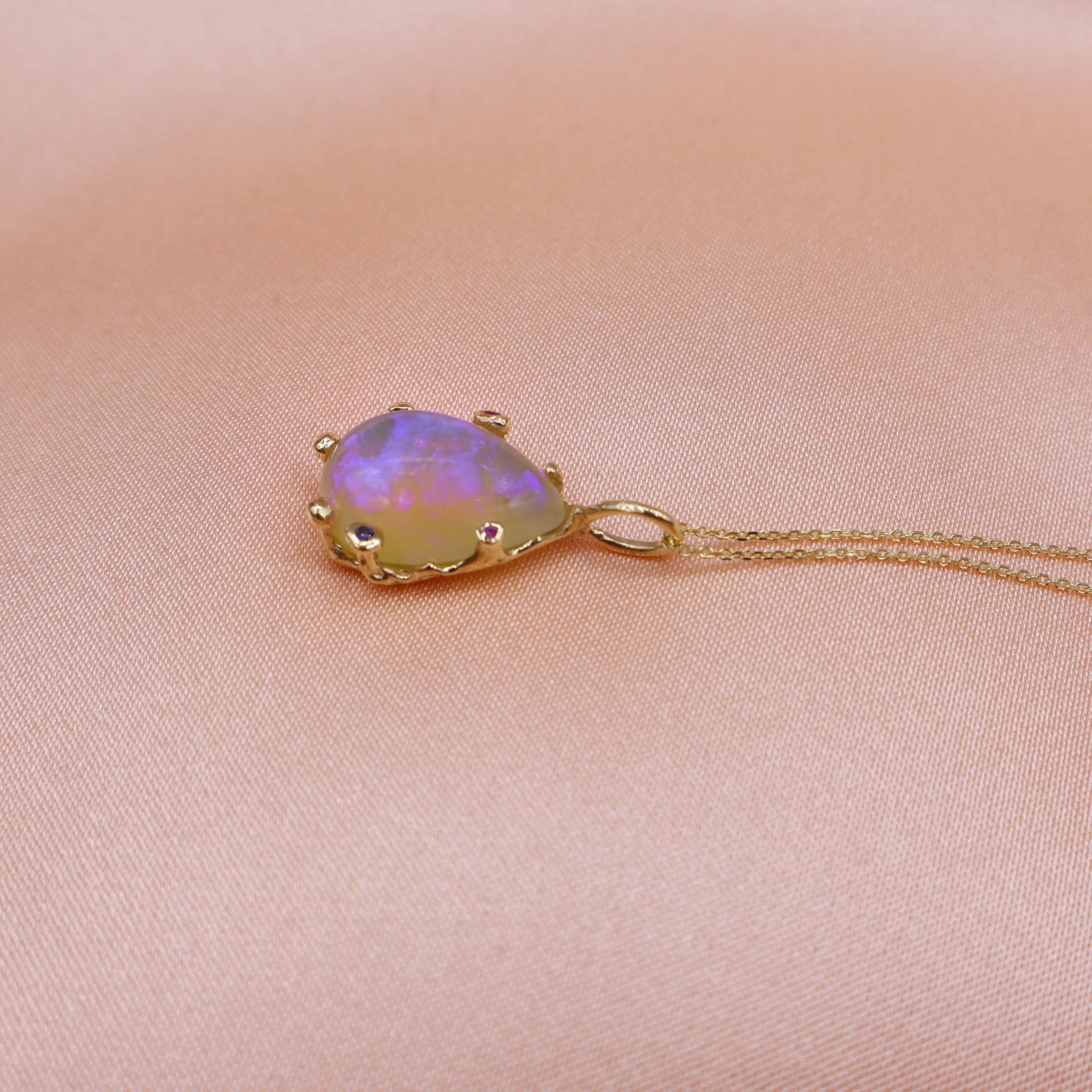 Purple Yellow Gold Teardrop Necklace - Sam Tsia