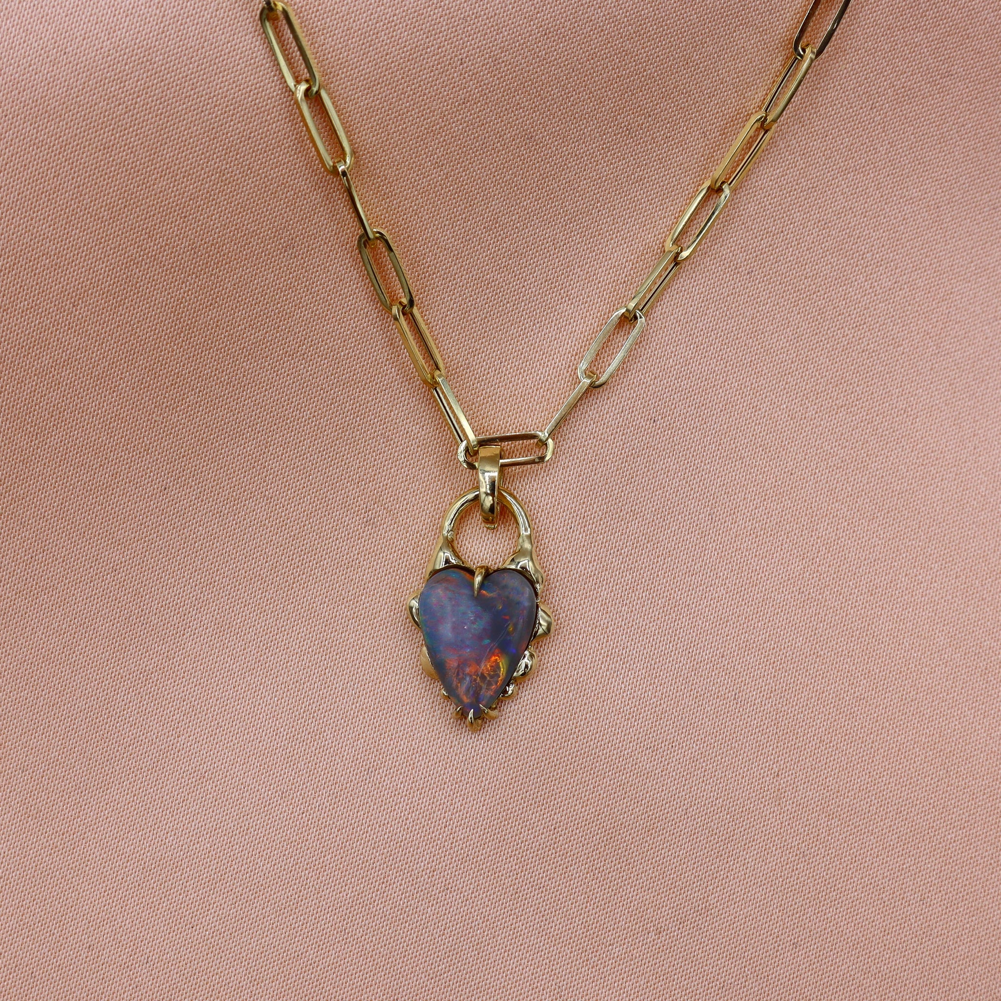 Coral Padlock Heart Necklace - Sam Tsia
