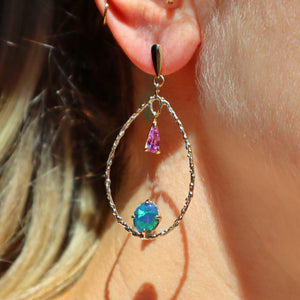 Black opal + purple sapphire earrings - Sam Tsia